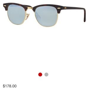 Rayban clubmaster silver reflective size 30.